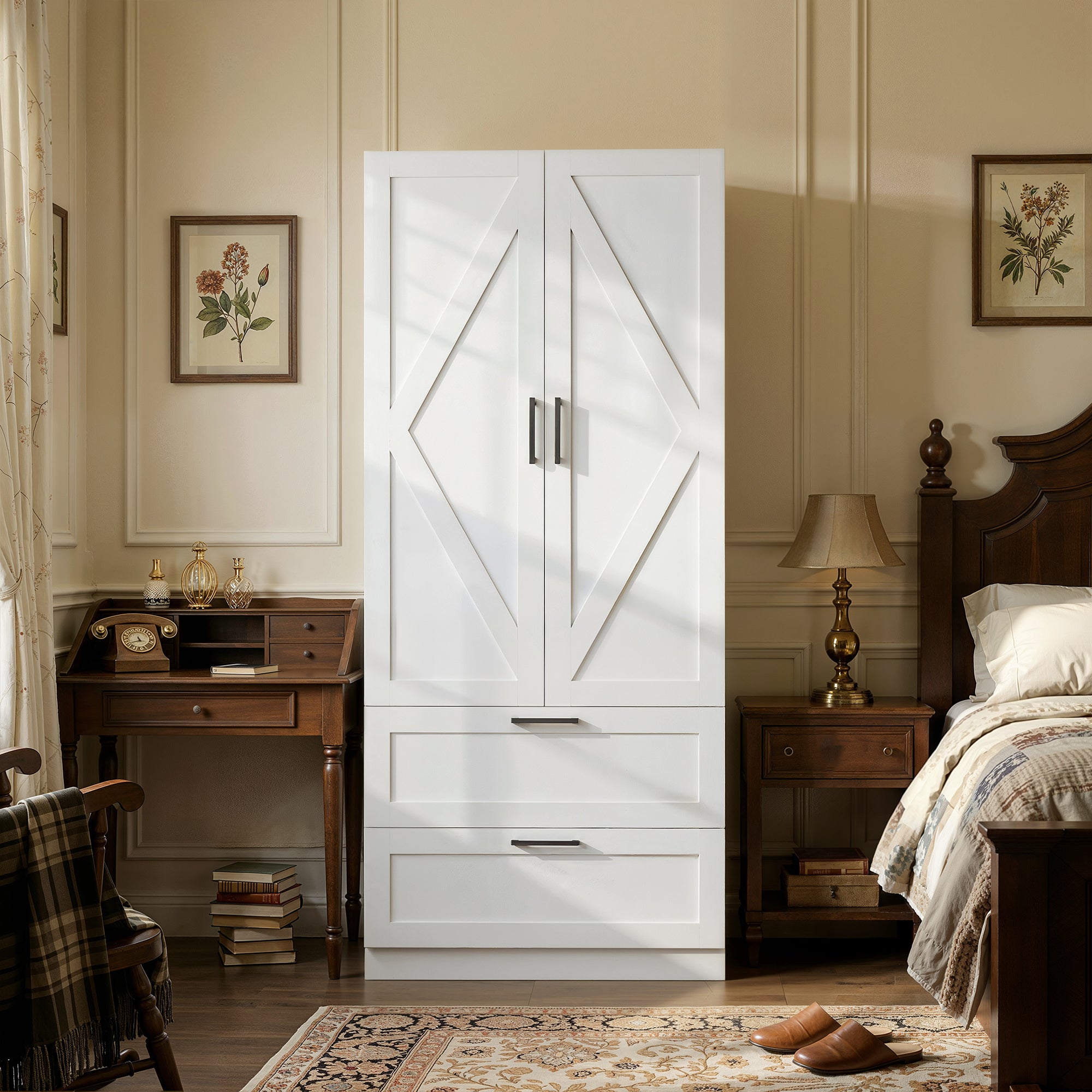 White Armoire with 2 Doors and 2 Drawers