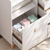47.2" Modern White Changing Table Dresser with 3 Drawers & 2 Storage Cabinets