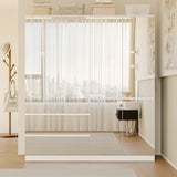 63 inch Modern Mirrored Wardrobe Armoire with 4 Doors and 2 Storage Drawers