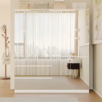 Hylja 63" Modern Mirrored Wardrobe Armoire with 4 Doors and 2 Storage Drawers
