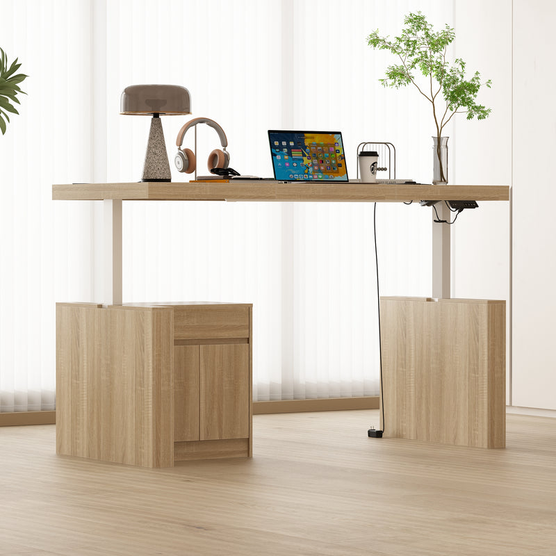 71 inches Modern Minimalist White Standing Desk with Adjustable Height