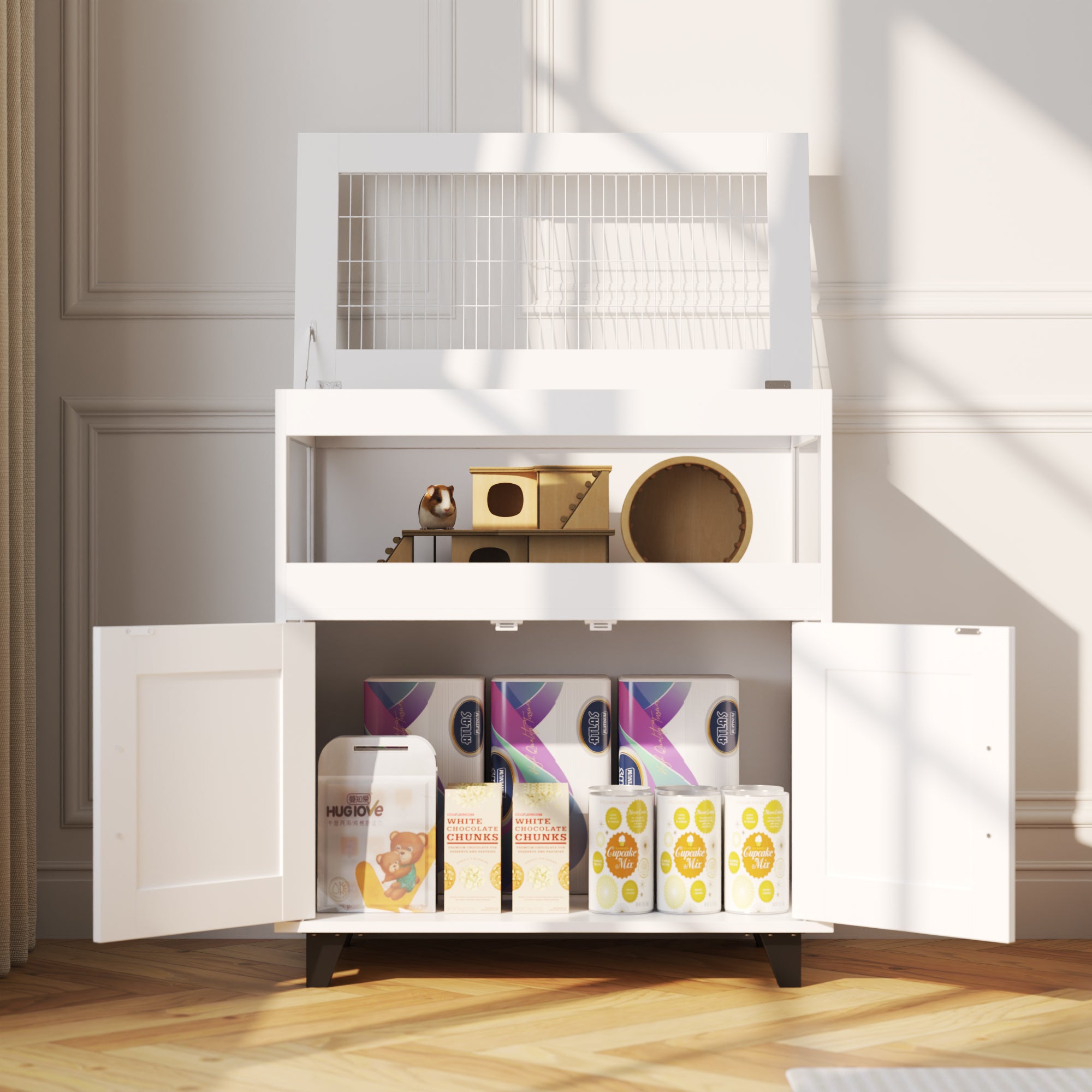 Spacious Hamster Cage With Removable Tray And Transparent View