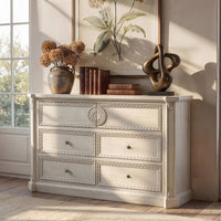 47.2" Solid Wood Chest of Drawers with Decorative Carving