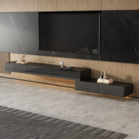 94.5" Modern Minimalist Black TV Stand Wall-Mounted And Freely Arranged TV Stand With LED