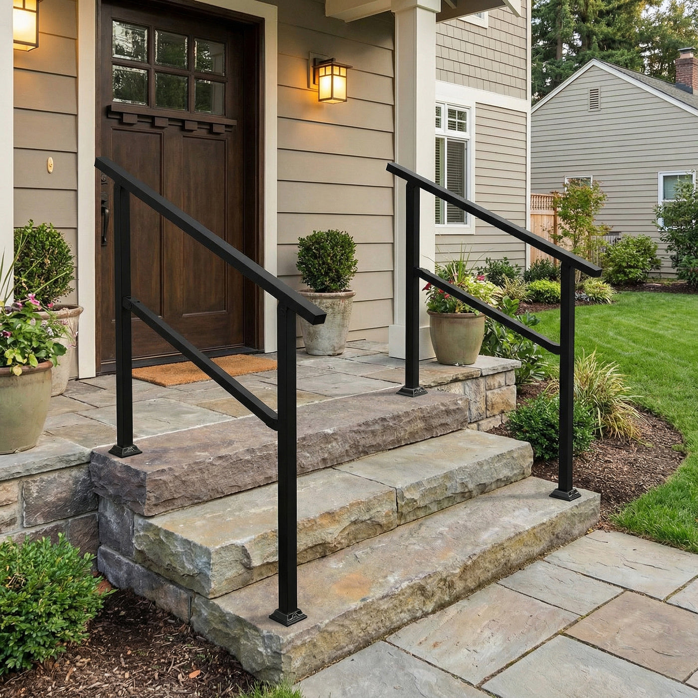 68.5" Modern Matte Black Stair Banister (Set of 3)