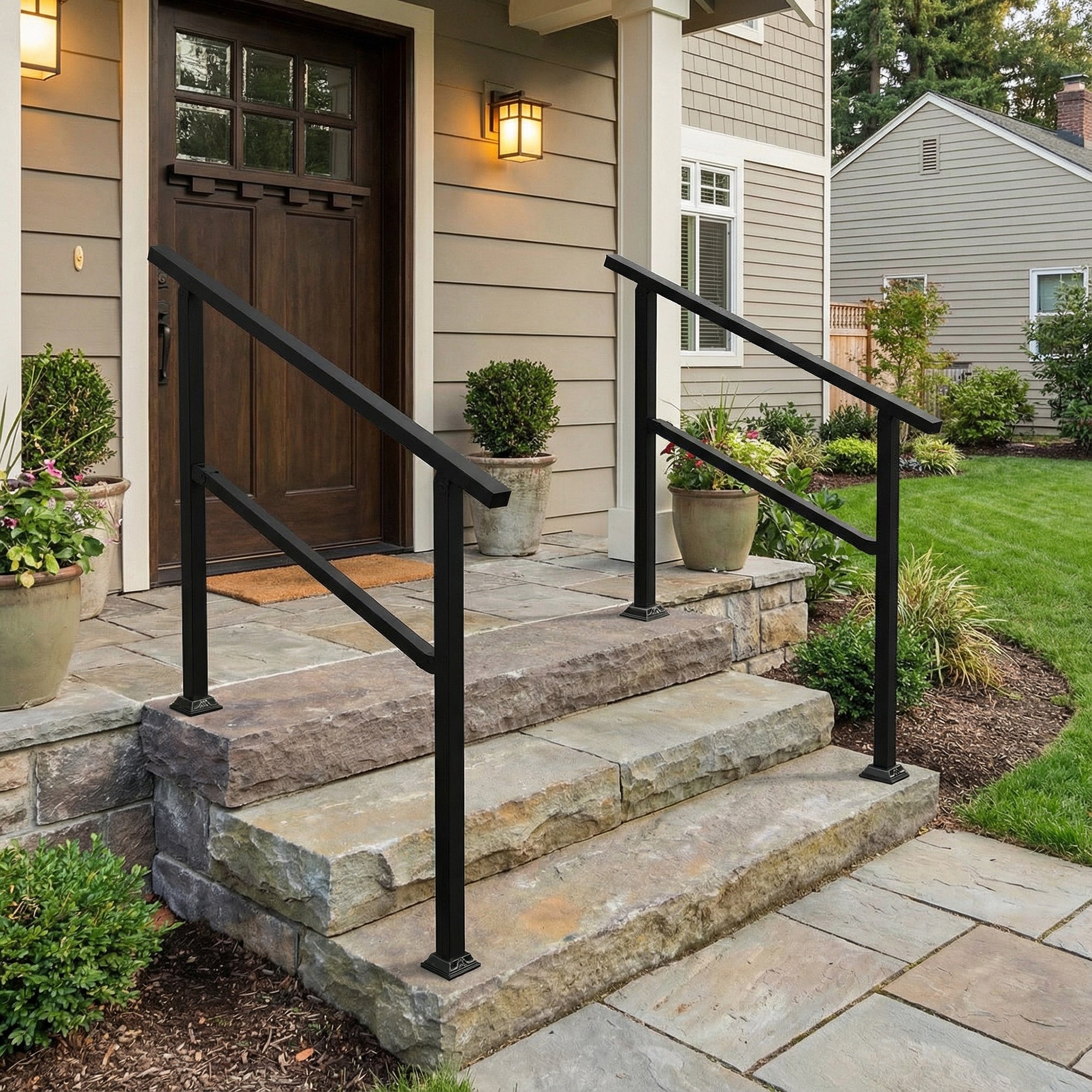 Stair Railing Kit Handrail Flexible Outdoor Deck Hand Rail(Set of 2)