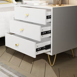 Nightstand Modern Bedside Table with Solid Wood Legs Minimalist and Versatile End Side Table 3 Drawers