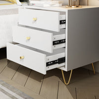 Nightstand Modern Bedside Table with Solid Wood Legs Minimalist and Versatile End Side Table 3 Drawers