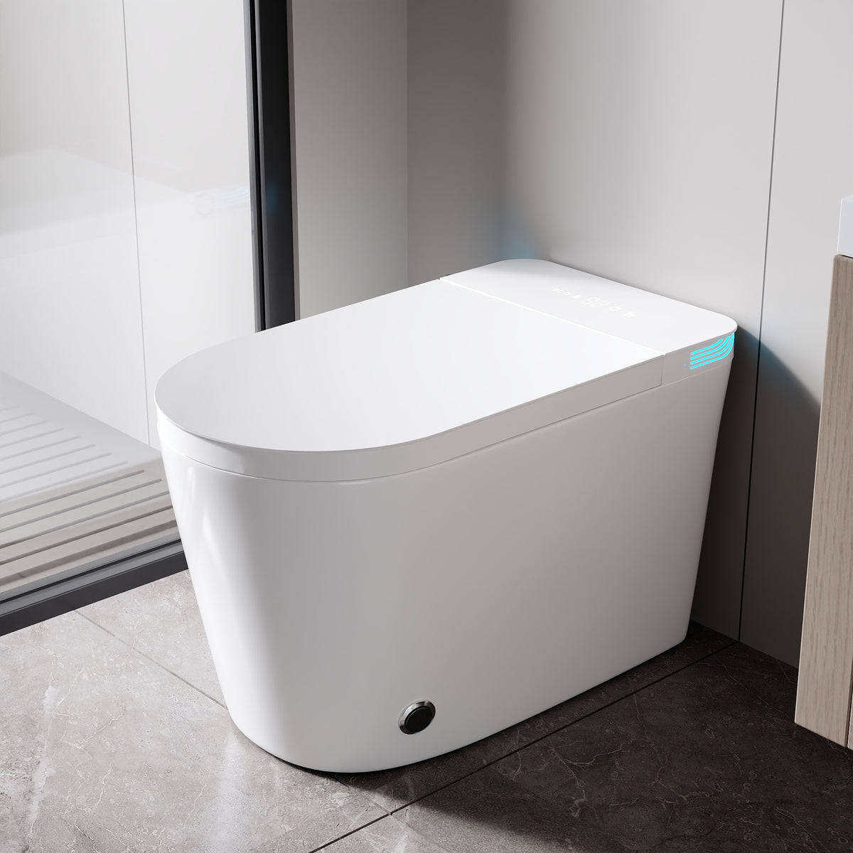 White smart toilet with ambient light