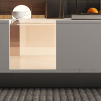 55.1" Modern White Coffee Table with Dual-Sided Drawers and Lighted Glass Center