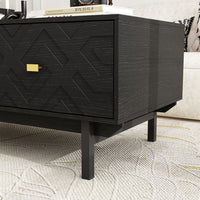 47.2" Modern Black Coffee Table with 4 Drawers