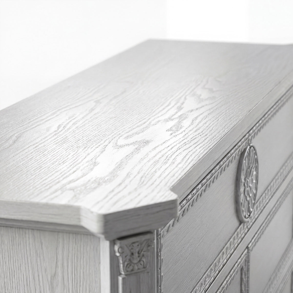 47.2" Solid Wood Chest of Drawers with Decorative Carving