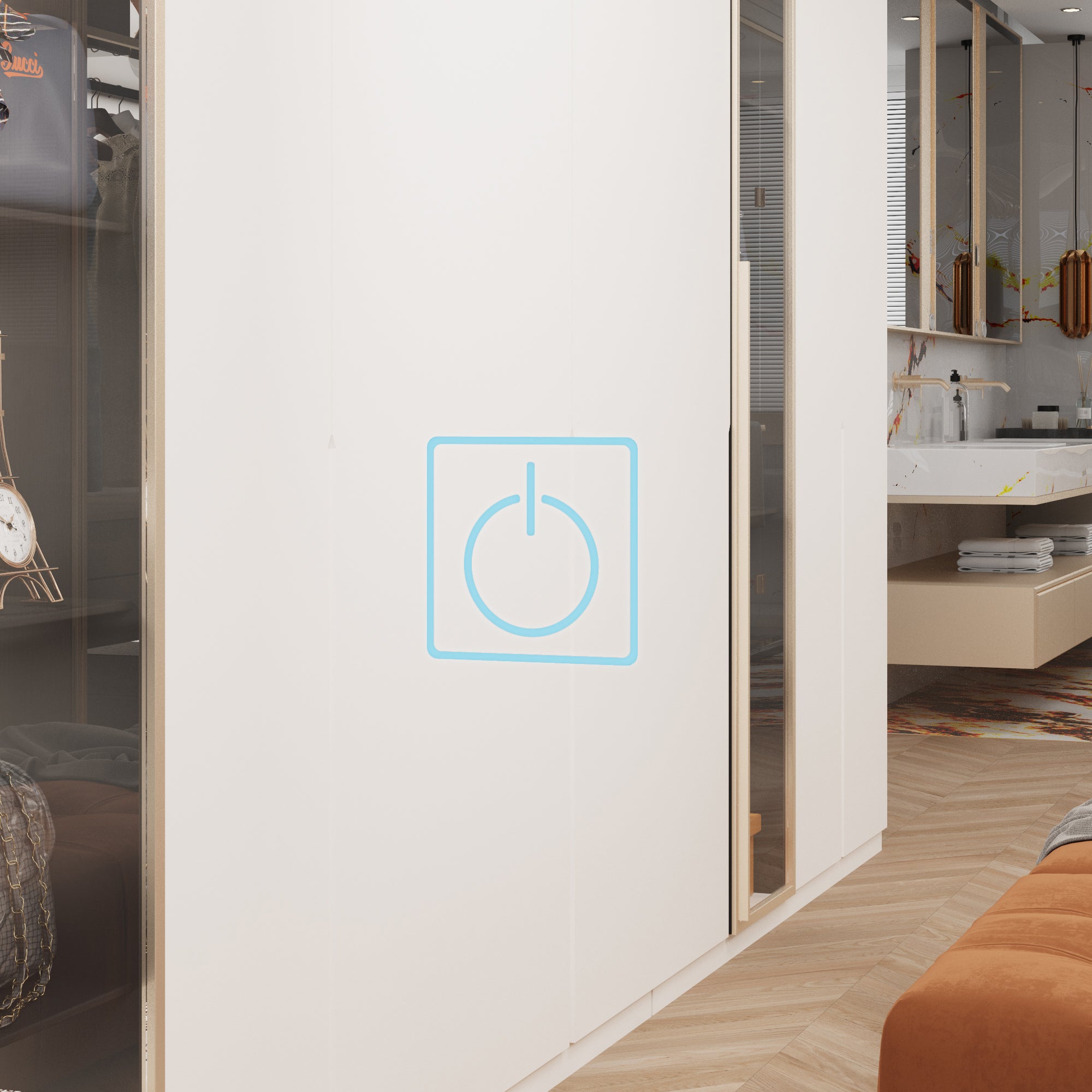 63'' H 3 Drawer Armoire Wardrobe With Adjustable LED Dressing Mirror