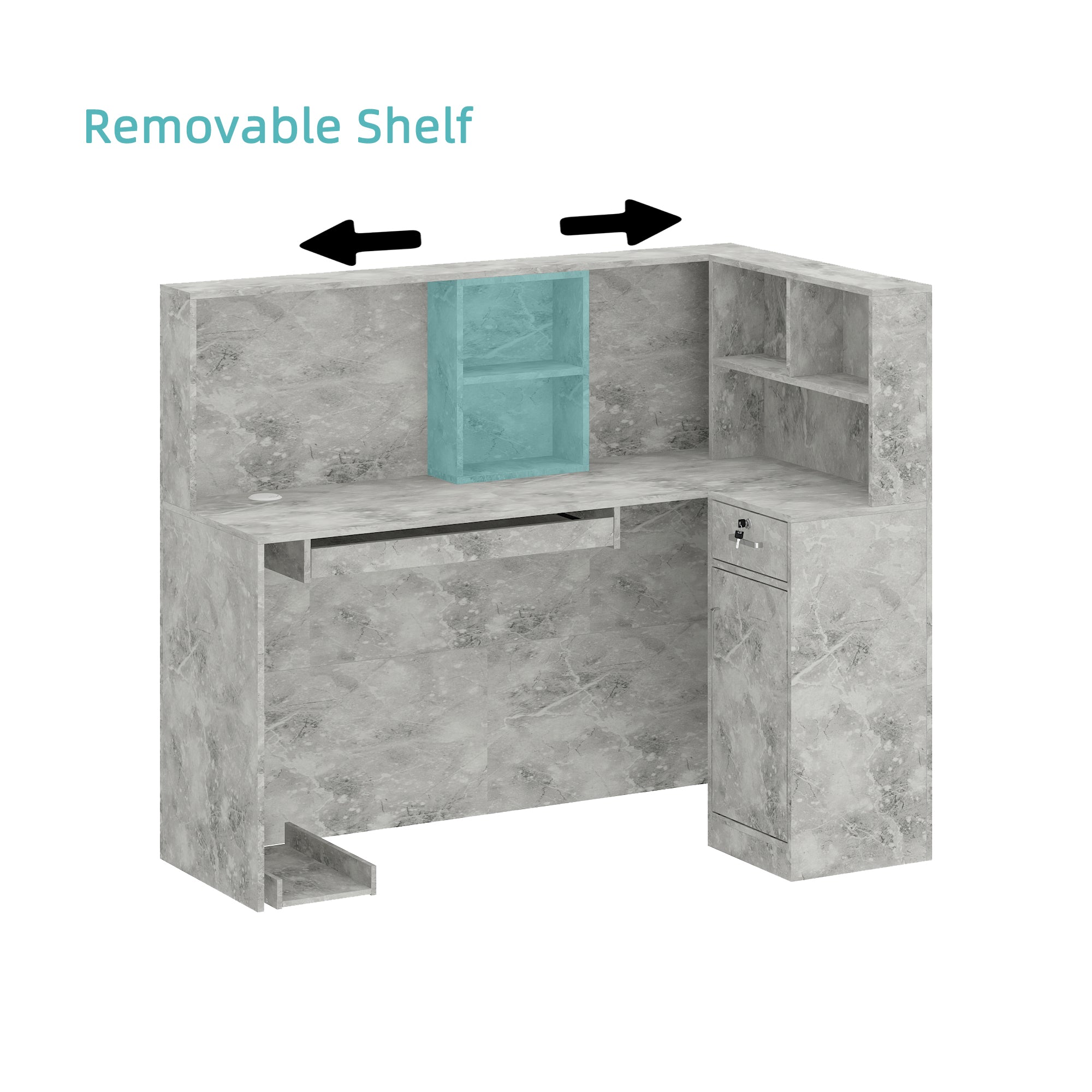 L-Shaped Reception Desk with Large Storage Filing Cabinets