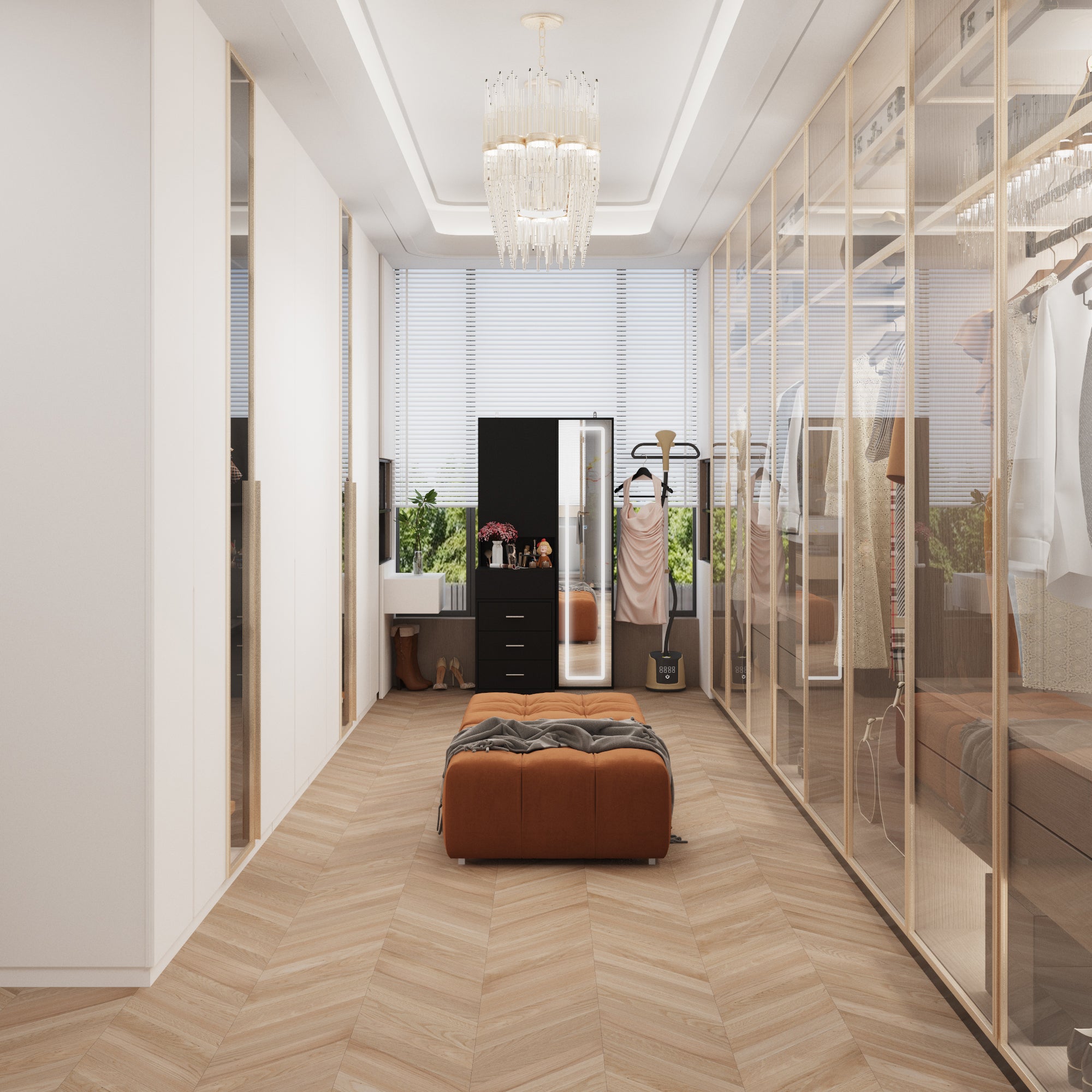 63'' H 3 Drawer Armoire Wardrobe With Adjustable LED Dressing Mirror