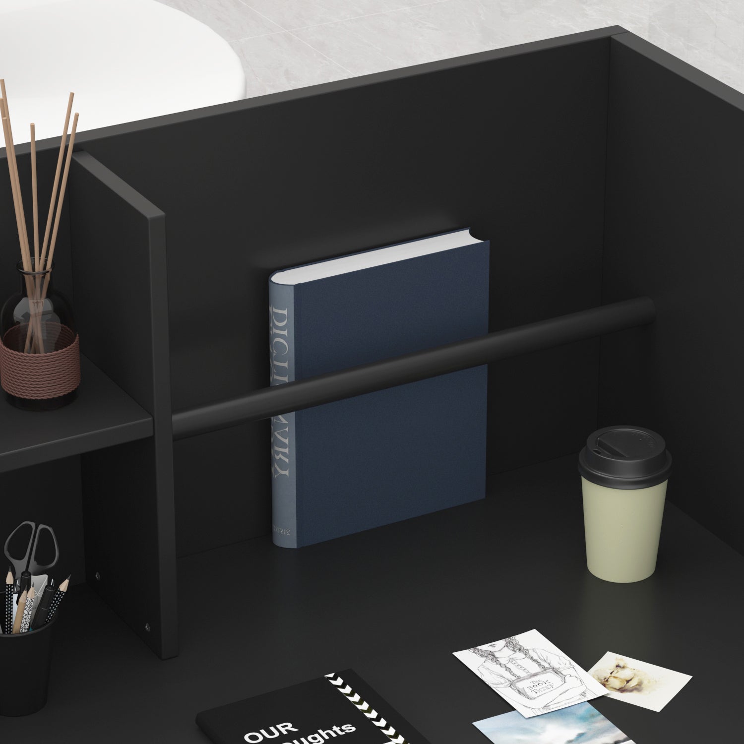 Modern Wooden Reception Desk Computer Table with Filing Cabinet Lockable Storage 47"W