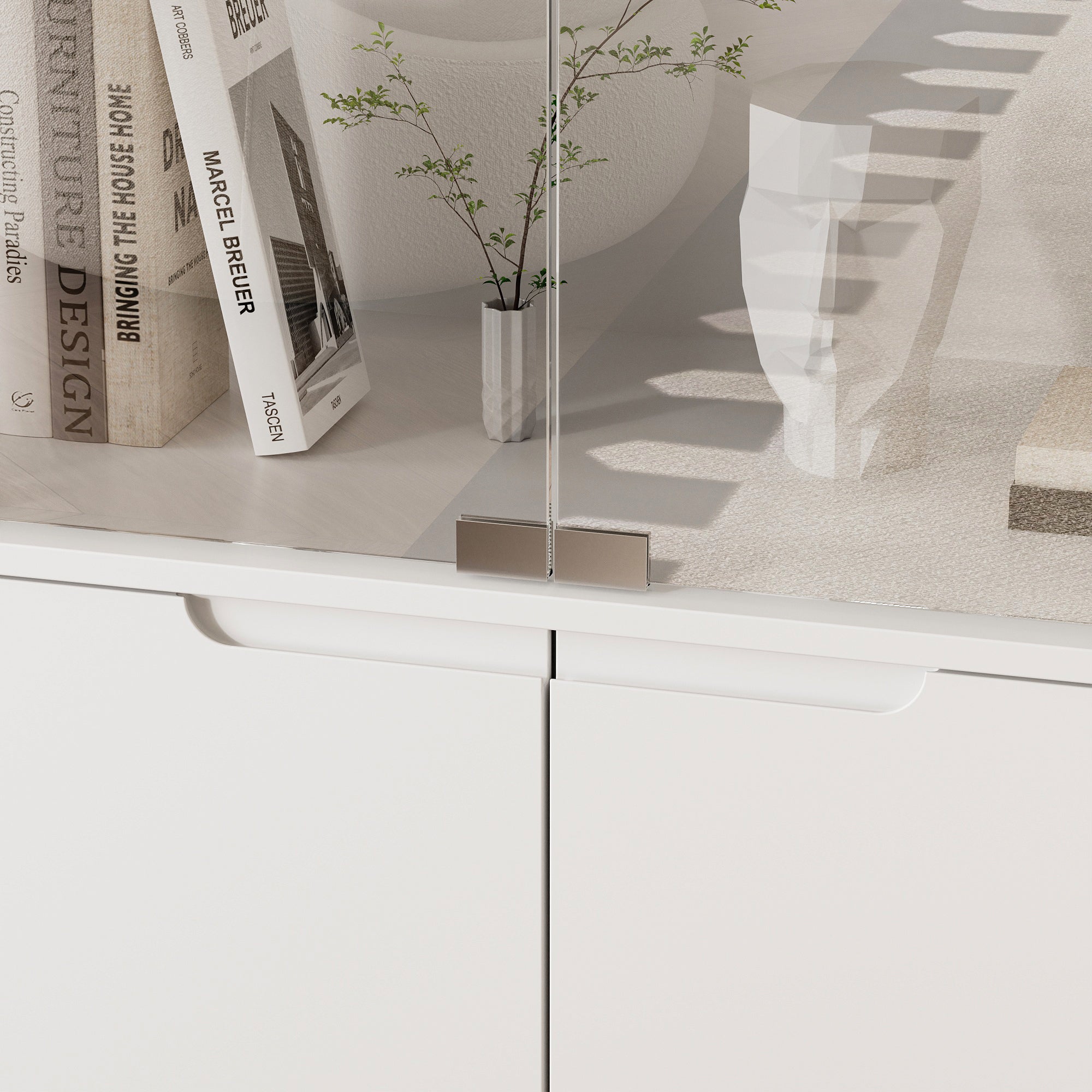 71'' H Glass Design Display Bookcase & Cabinet & Pantry