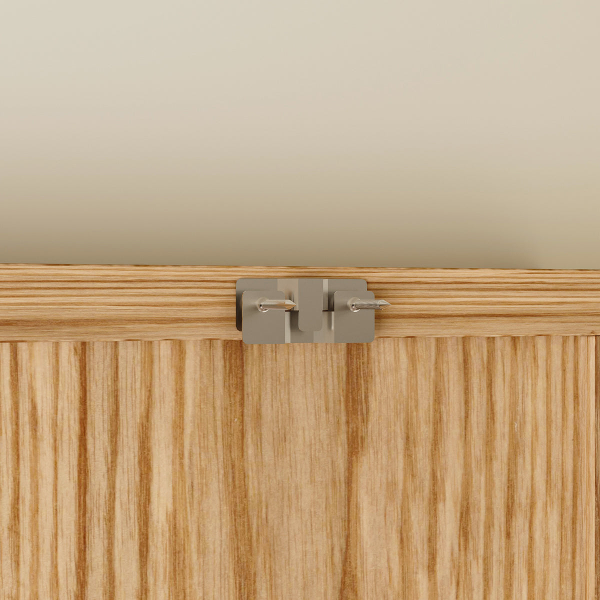 Wood wall cabinet with glass doors and open cubby shelves
