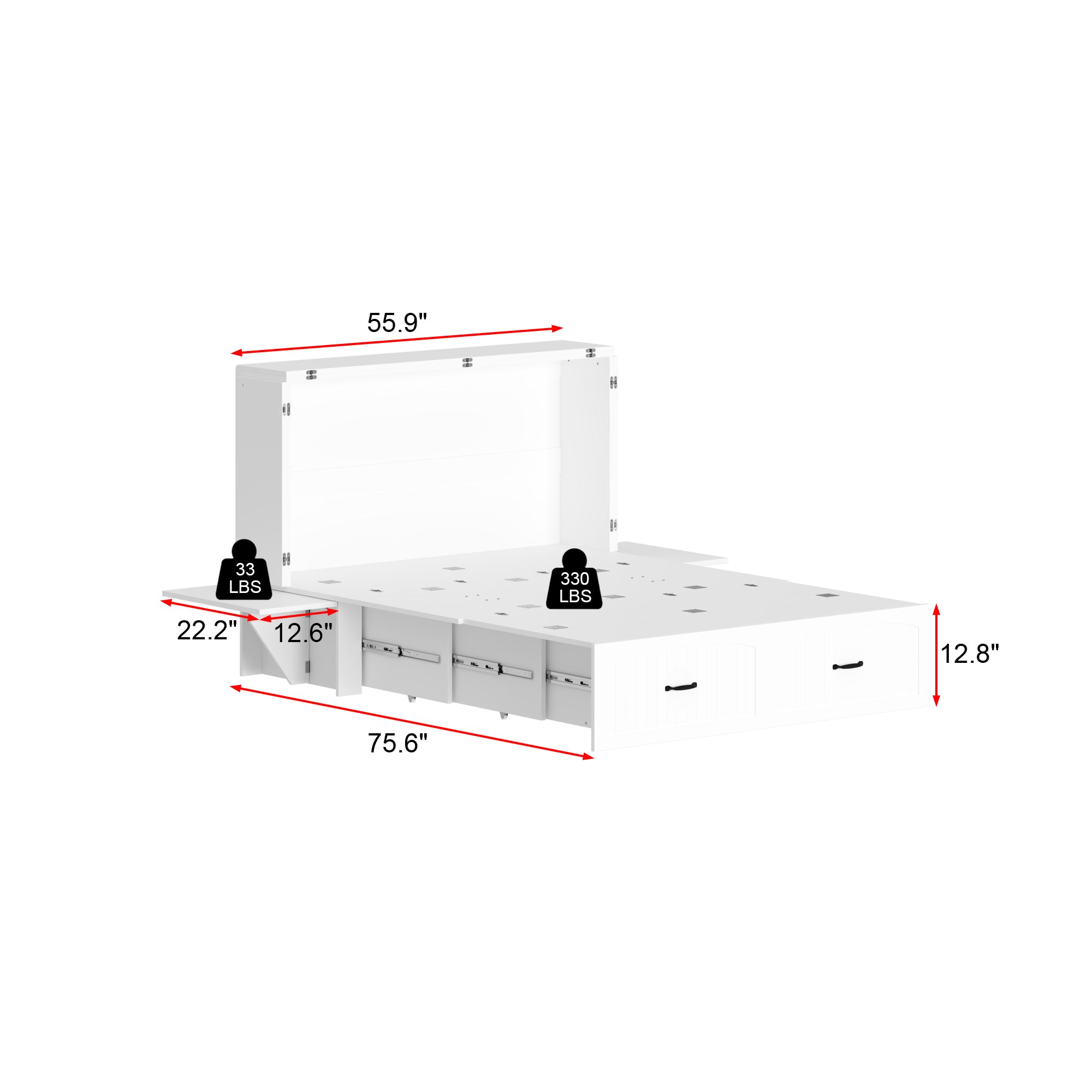 Fold Out Murphy Bed With Nightstands And White Finish