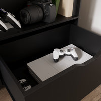 31.5" Industrial Black Double File Cabinet with Side Hooks & Spinner Wheels