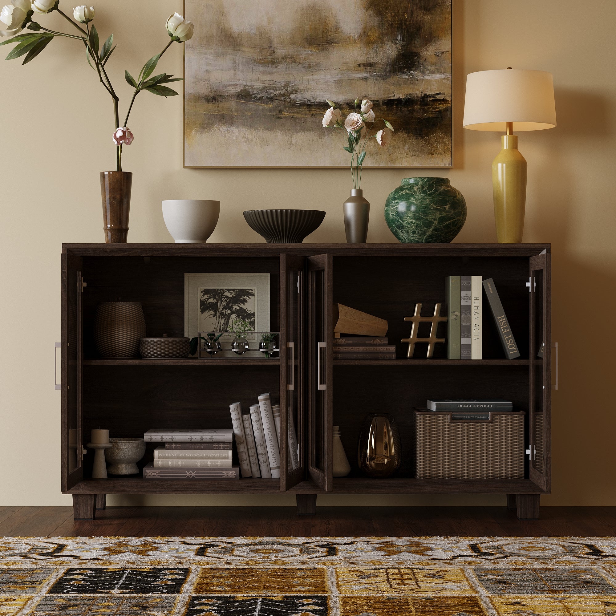 Accent Cabinet With Tempered Glass Door