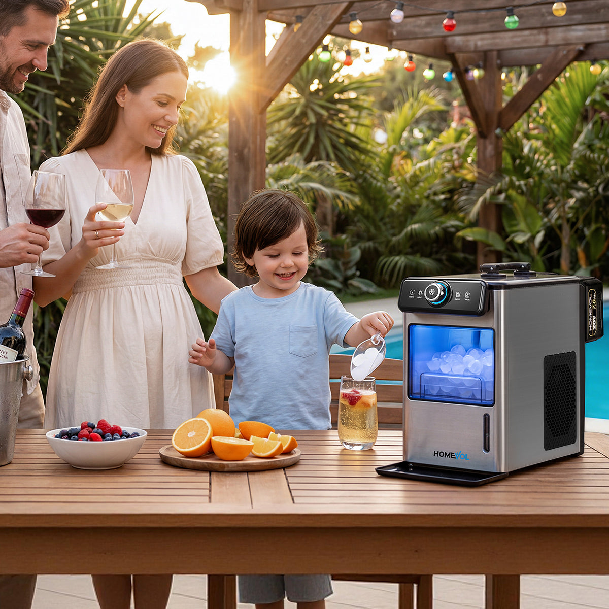 Homevol EVO1 Corded & Battery Powered Ice Maker with Self-Cleaning