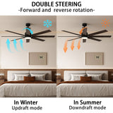 31 inches Modern Dark Brown Ceiling Fan with Dual-Tone Blades and 3-Color LED Light
