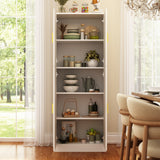 61 inch Modern White Food Pantry Cabinet with 5-Tier Shelving