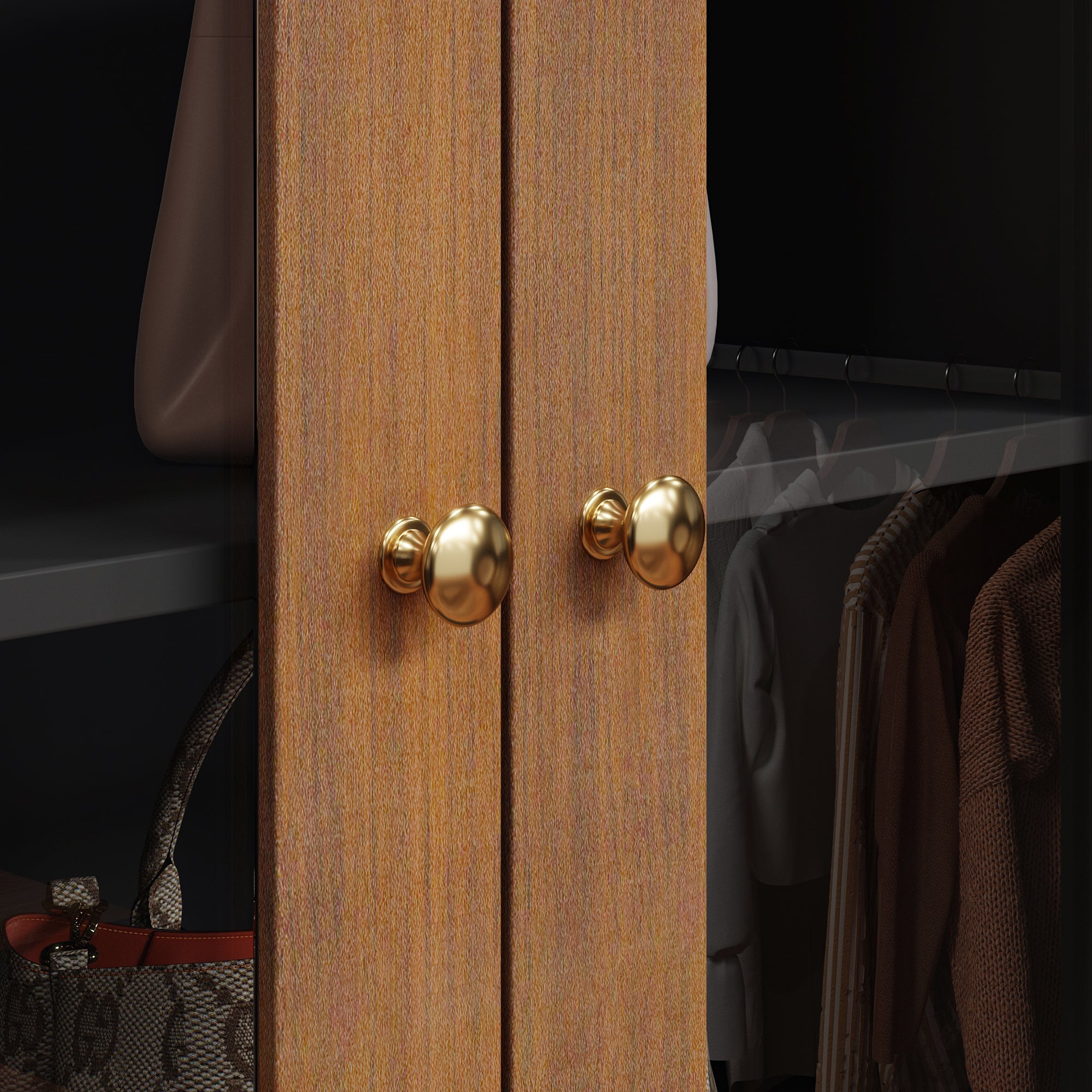 4 Glass Doors And 4 Drawers Closet System With Shoe Storage Bench