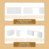 102.4 inches Modern White Convertible Vanity Table Makeup Vanity With 9 Drawers