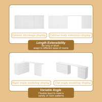 102.4" Modern White Convertible Vanity Table Makeup Vanity With 9 Drawers