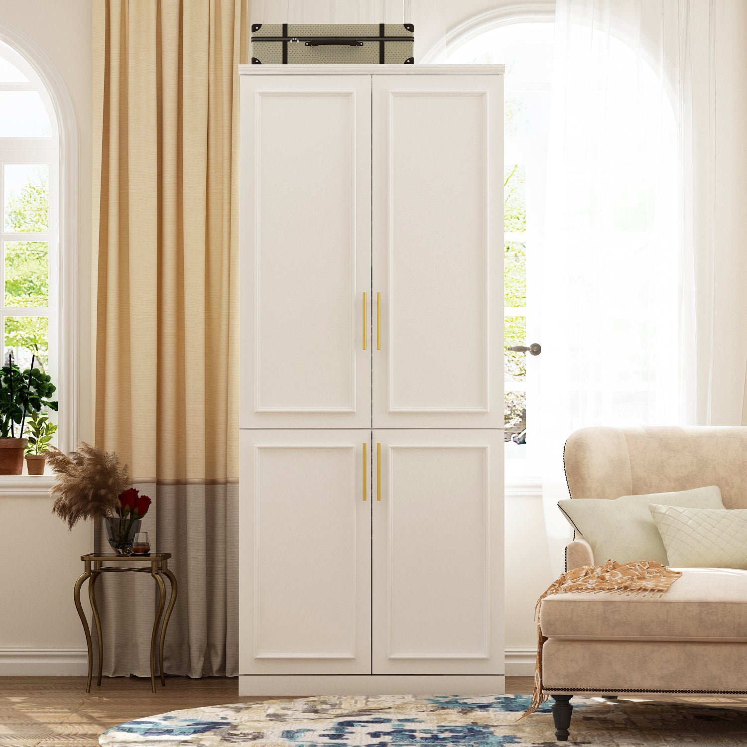 74.8'' H X 31.7'' W 4 Doors Armoire