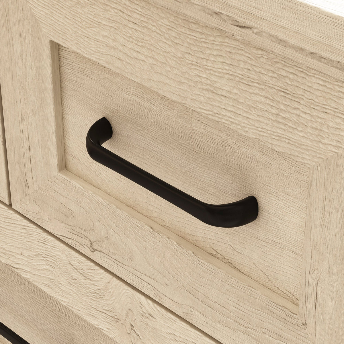 23.6" Modern Rustic Natural Accent Chest with 4 Drawers and Black Metal Handles