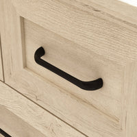 23.6" Modern Rustic Natural Accent Chest with 4 Drawers and Black Metal Handles