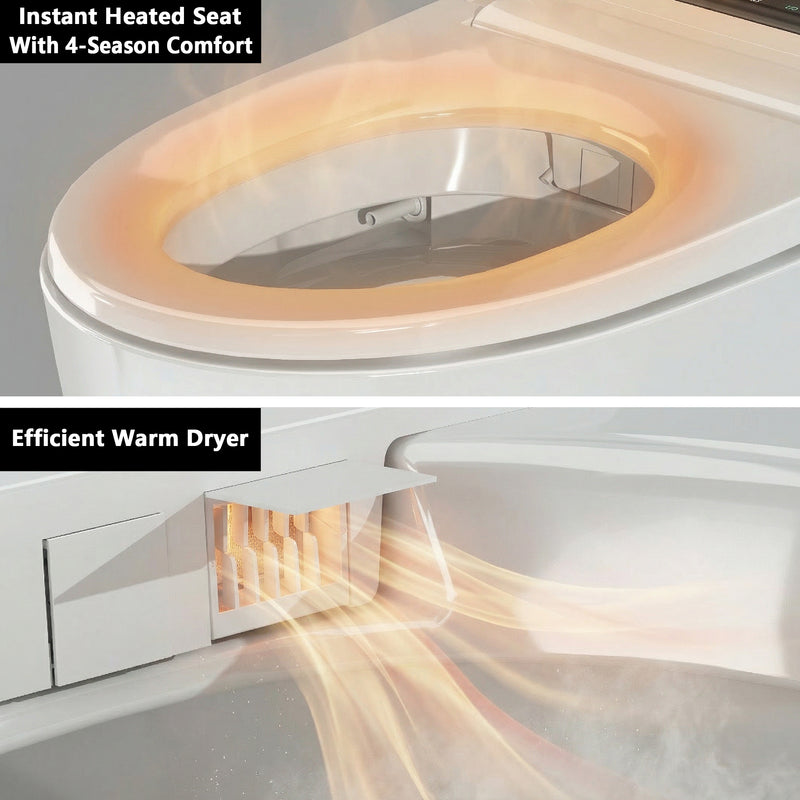 15.9 in. Modern White Smart Toilet with Heated Seat, Warm Dryer, Remote Control and Multiple Wash Modes