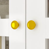 31.5" Modern Minimalist White Lacquer Bookcase with Glass Doors