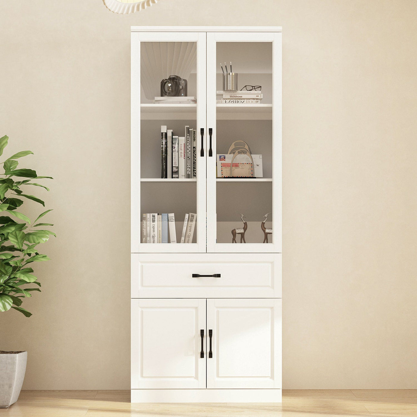 Vila 31.5" Classic White Display Cabinet with Glass Doors