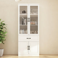 Vila 31.5" Classic White Display Cabinet with Glass Doors