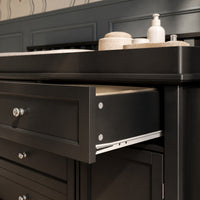 46.3" Modern Black Changing Table with 3 Drawers and 2 Cabinets