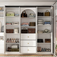 70.9" Modern White Elegant Wardrobe with Strong Storage