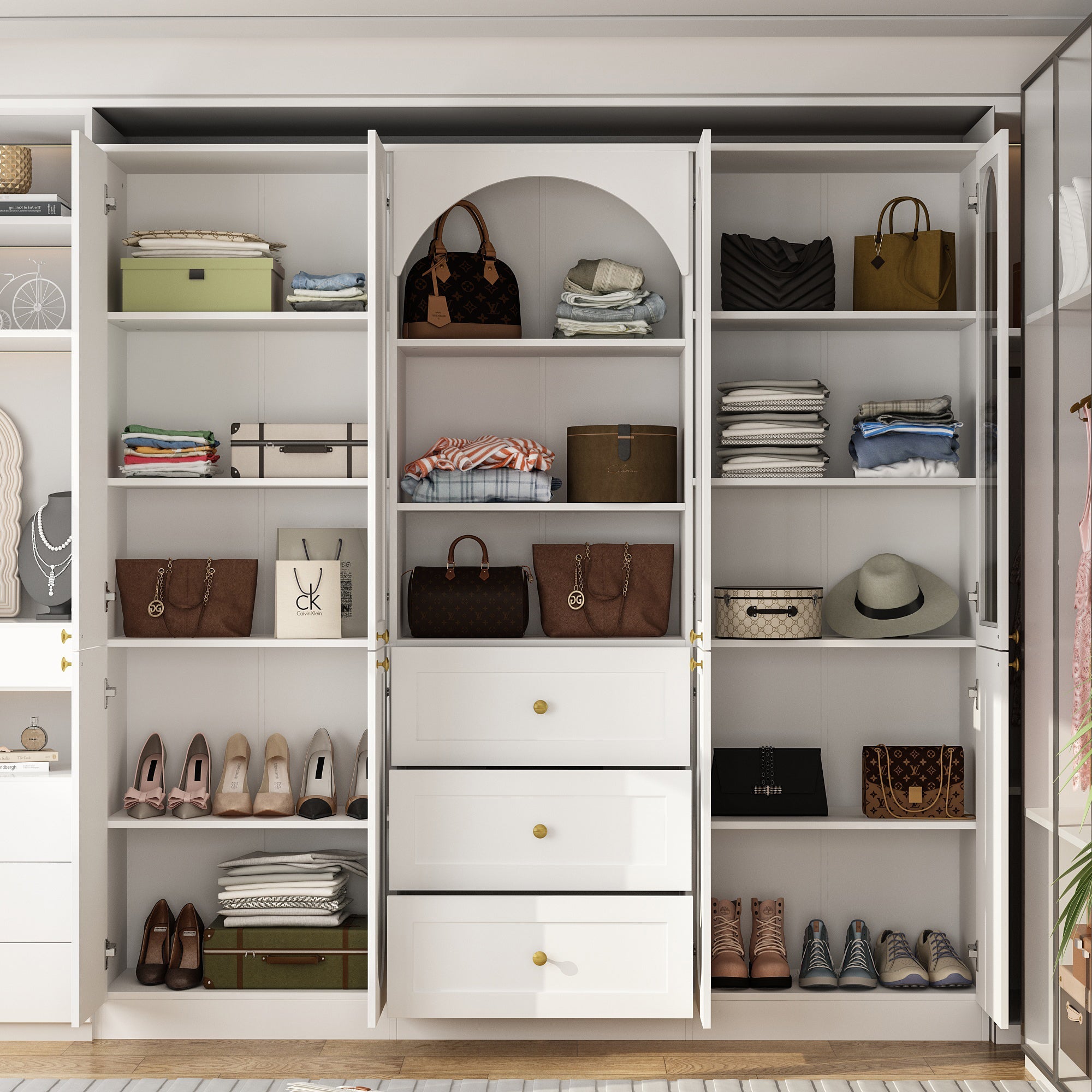 Elegent Wardrobe With Strong Storage And White Finish