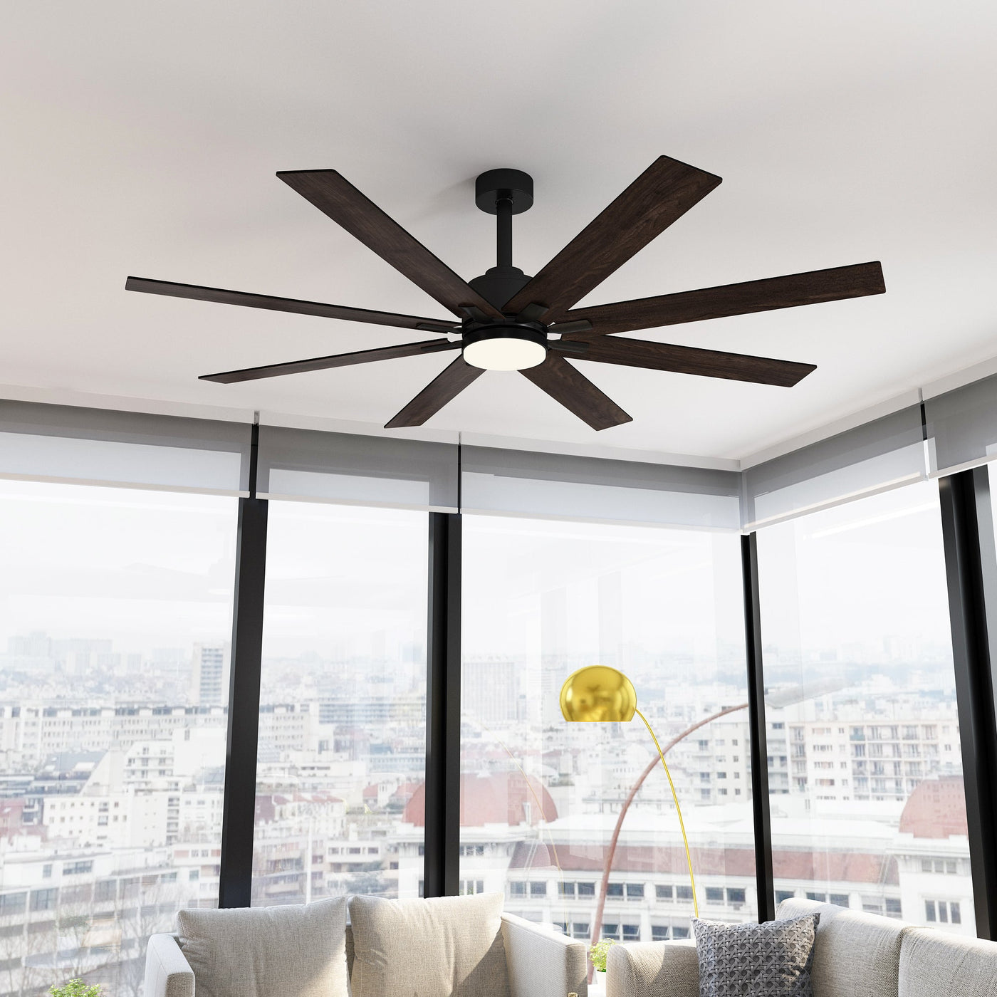 31" Modern Dark Brown Ceiling Fan with Dual-Tone Blades and 3-Color LED Light