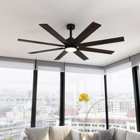 31" Modern Dark Brown Ceiling Fan with Dual-Tone Blades and 3-Color LED Light
