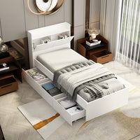 Platform Storage Queen Bed with Storage Headboard and 2 Drawers