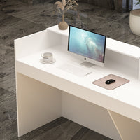 86.6" Contemporary White Reception Desk With Solid And Manufactured Wood