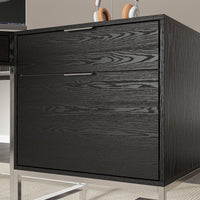 70.8" Modern Black L-Shaped Computer Desk With 4 Standard Drawers, 1 File Drawer
