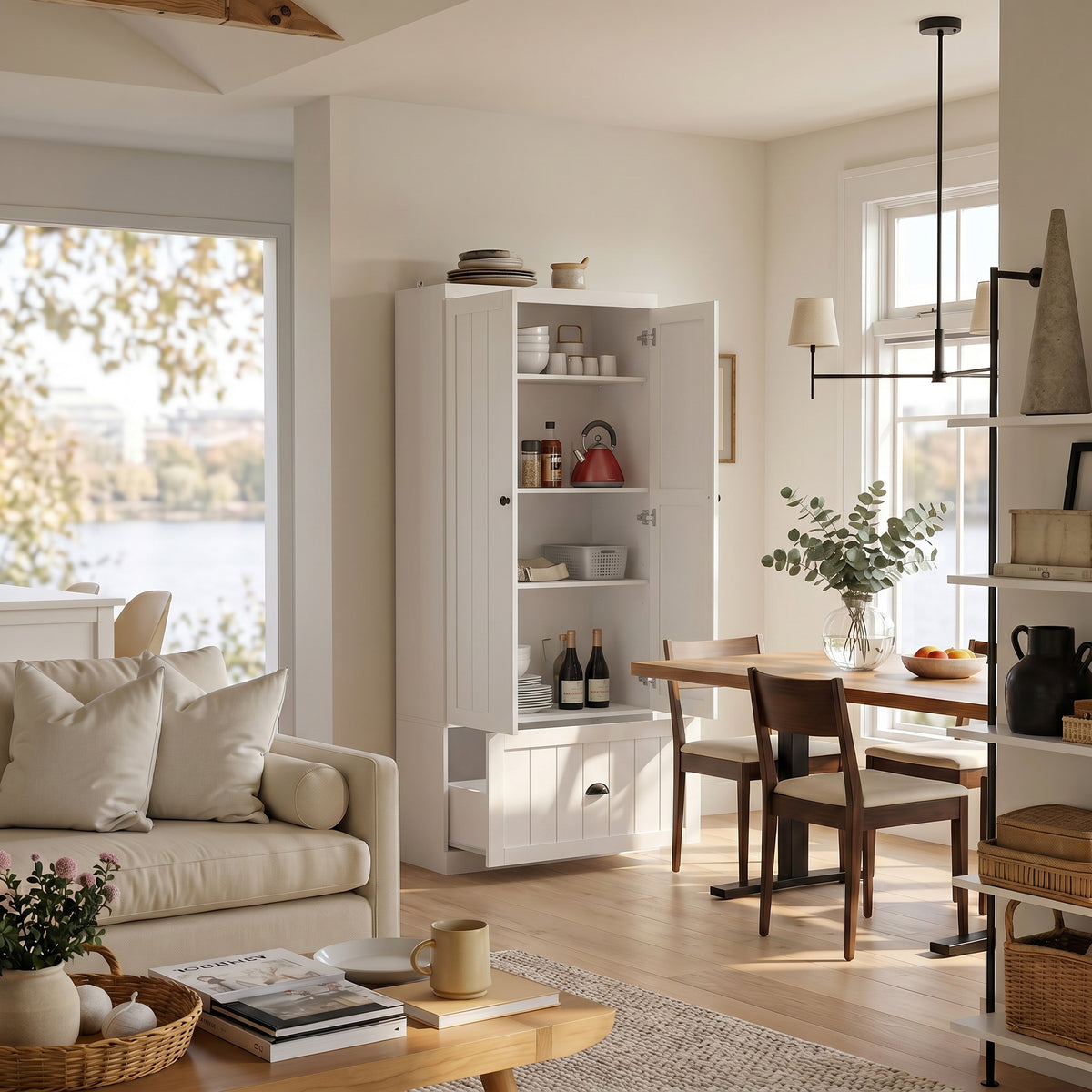 Stilla 27.6" Modern White Kitchen Pantry