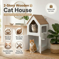 Rooftop Shaped Cat Condo with Litter Enclosure