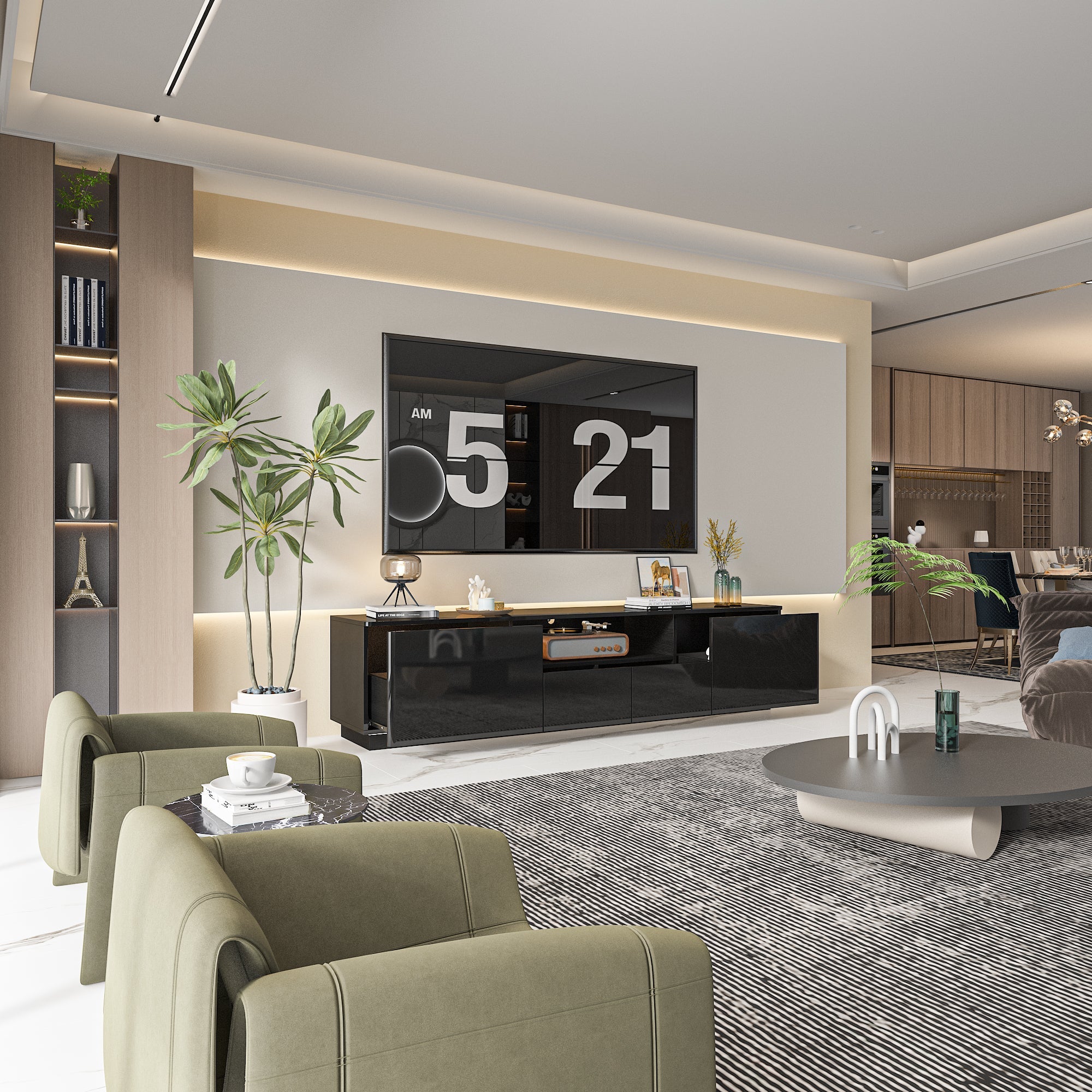 LED TV Stand Console Table Entertainment Center High Gloss