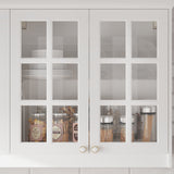 63.4 inch Modern White Wall Mounted Kitchen Cabinet with 4 Glass Doors